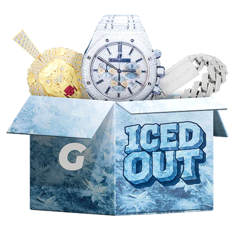 Iced Out box: watch, chain and rings